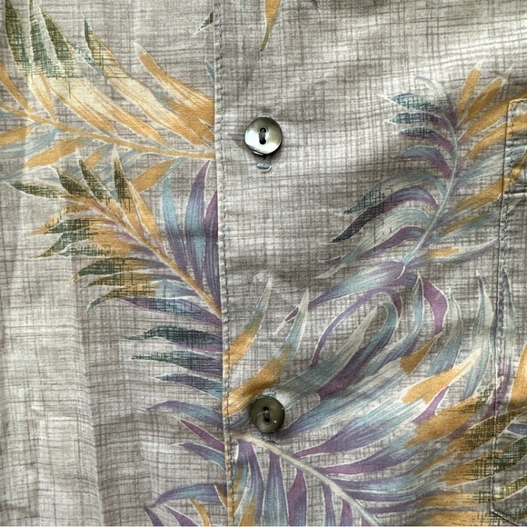 Tori Richard Button Down Hawaiian Shirt Mens Large Palm Leaf Print Gray - Picture 2 of 9